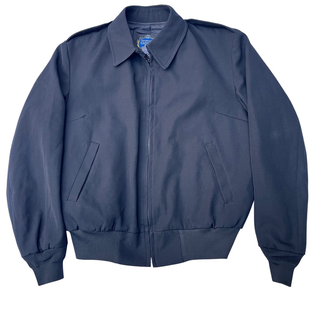 VTG Black Bomber Uniform Jacket Sz 16 W's Insulated Neptune Garment Co. Boston